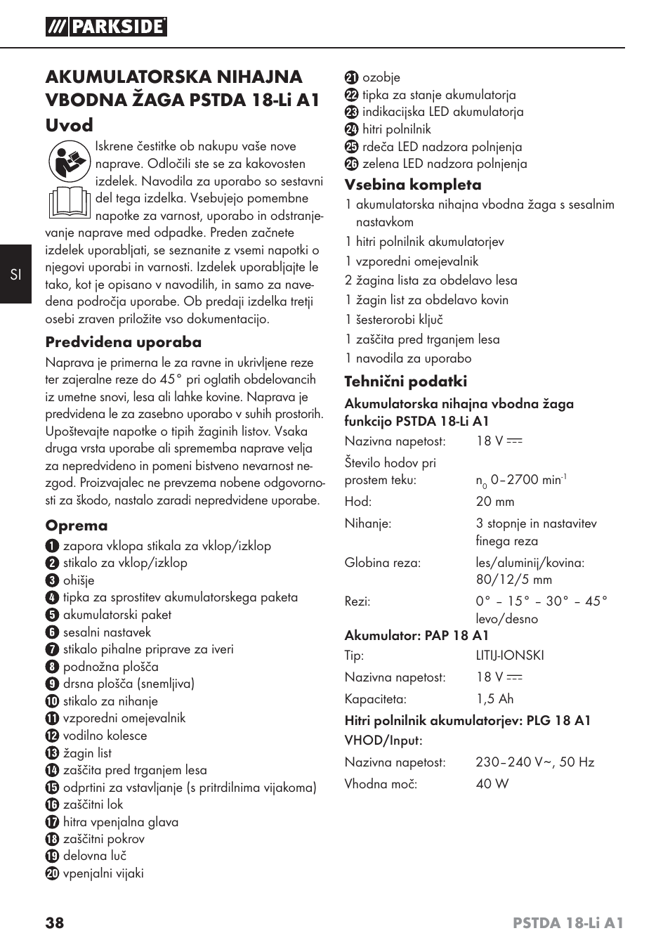 Parkside PSTDA 18-Li A1 User Manual | Page 42 / 89