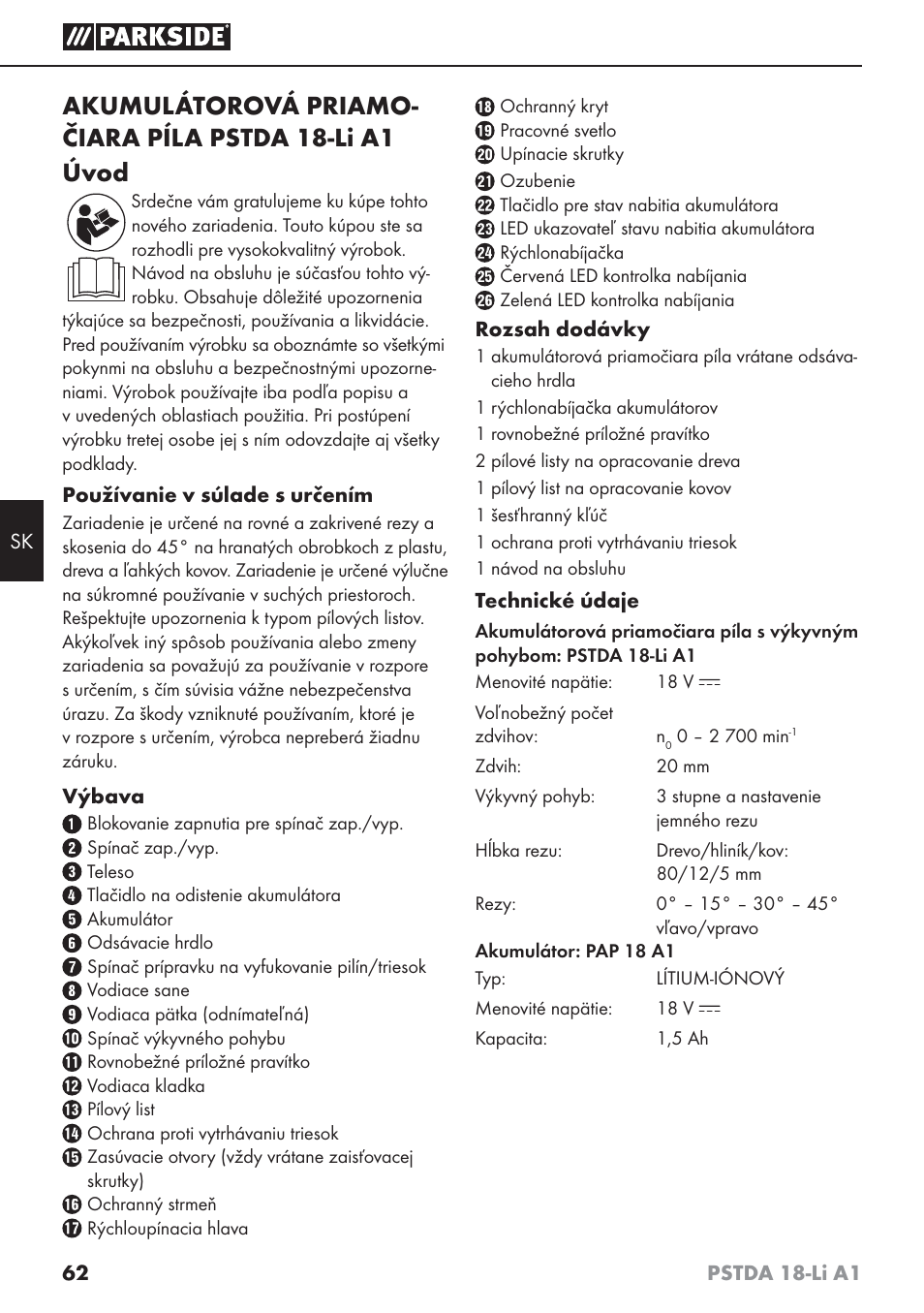 Parkside PSTDA 18-Li A1 User Manual | Page 66 / 89