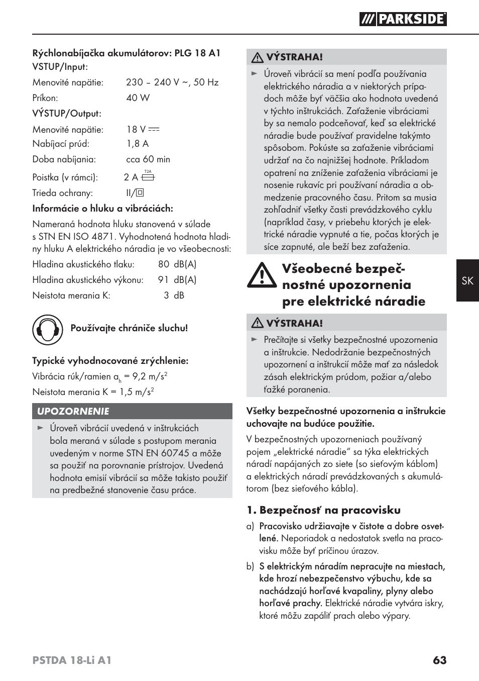 Parkside PSTDA 18-Li A1 User Manual | Page 67 / 89