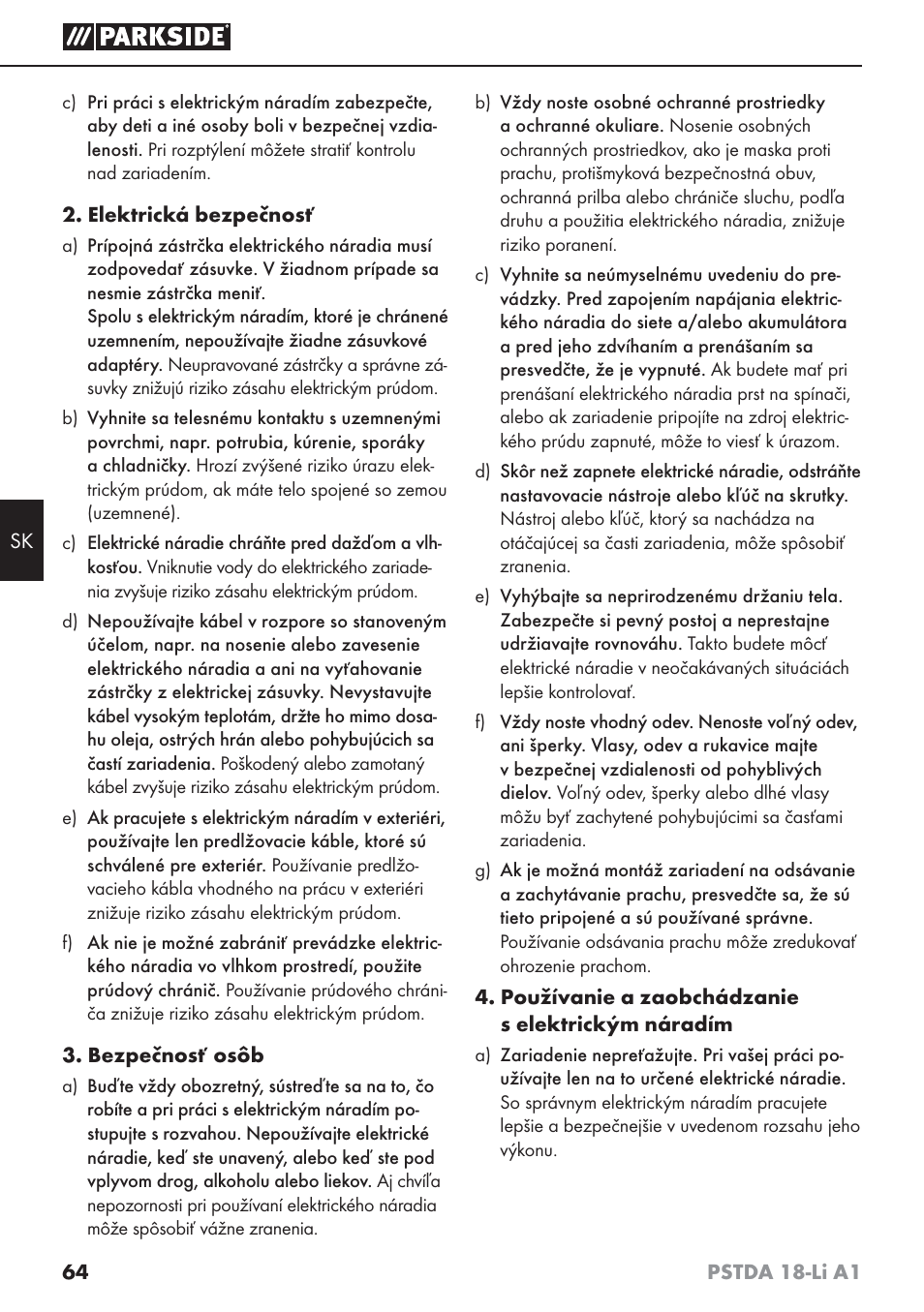 Parkside PSTDA 18-Li A1 User Manual | Page 68 / 89