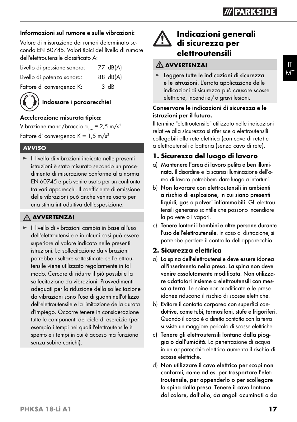 Parkside PHKSA 18-Li A1 User Manual | Page 20 / 72