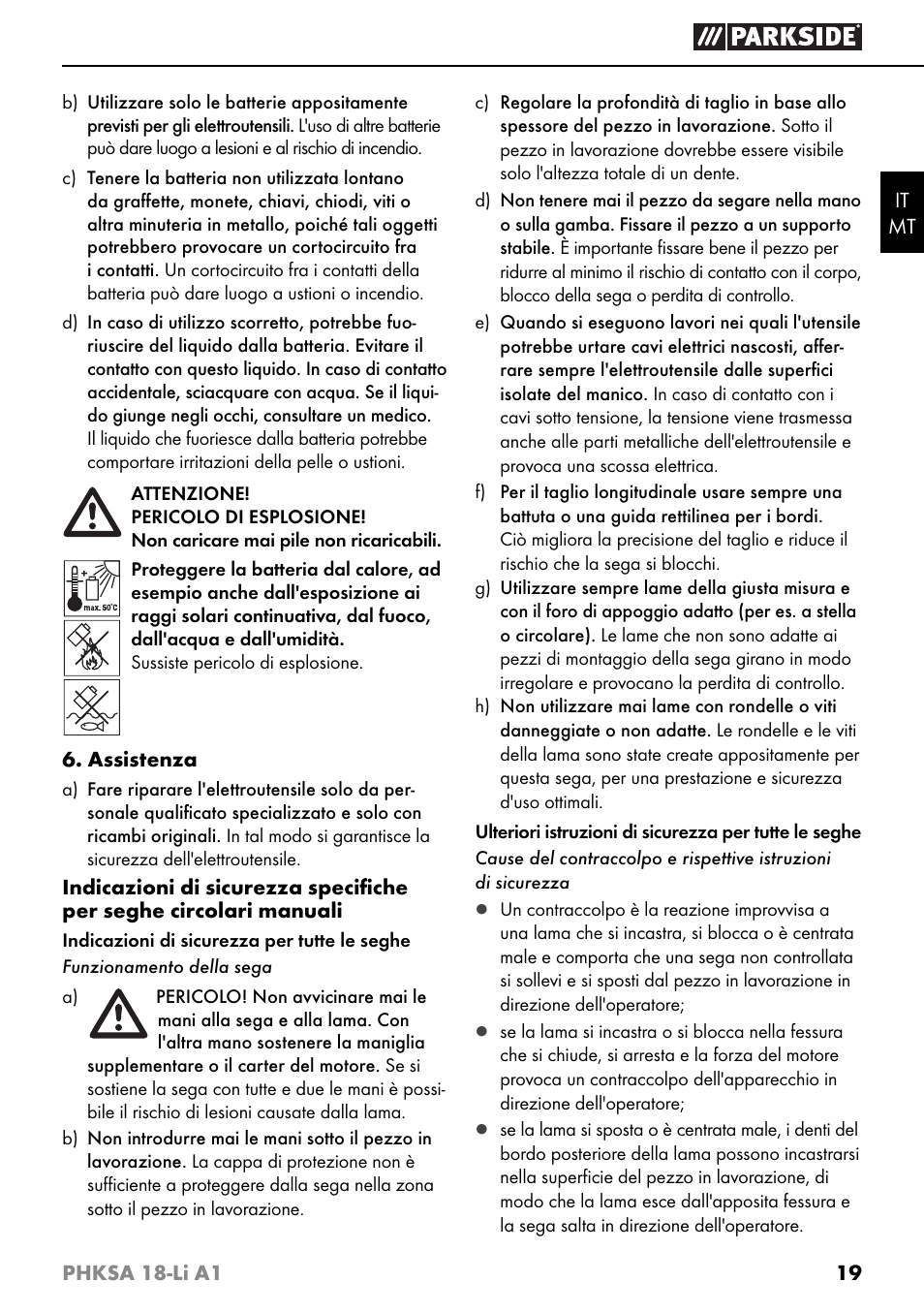 Parkside PHKSA 18-Li A1 User Manual | Page 22 / 72