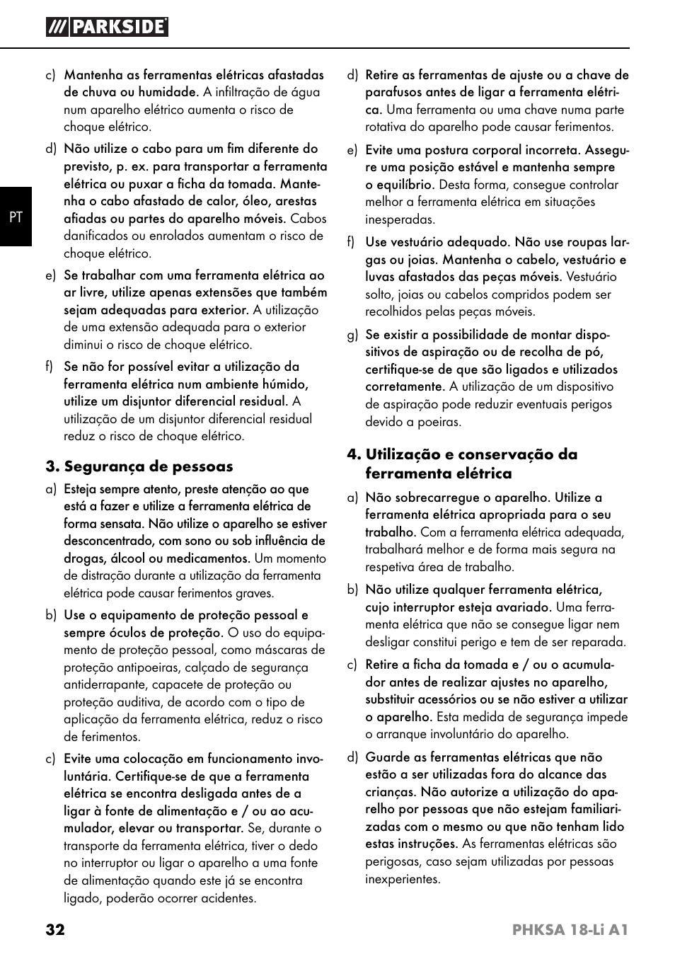 Parkside PHKSA 18-Li A1 User Manual | Page 35 / 72