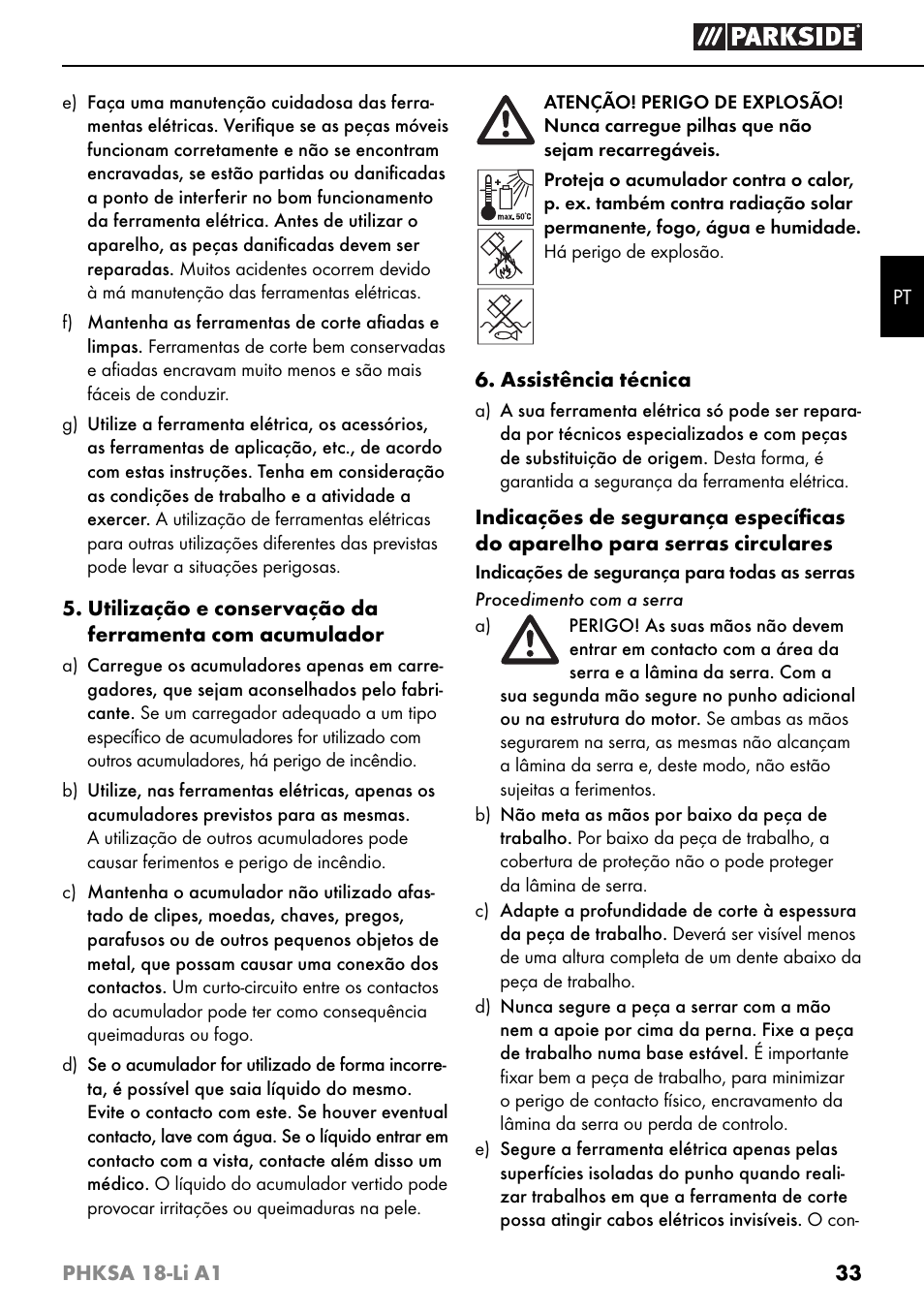Parkside PHKSA 18-Li A1 User Manual | Page 36 / 72