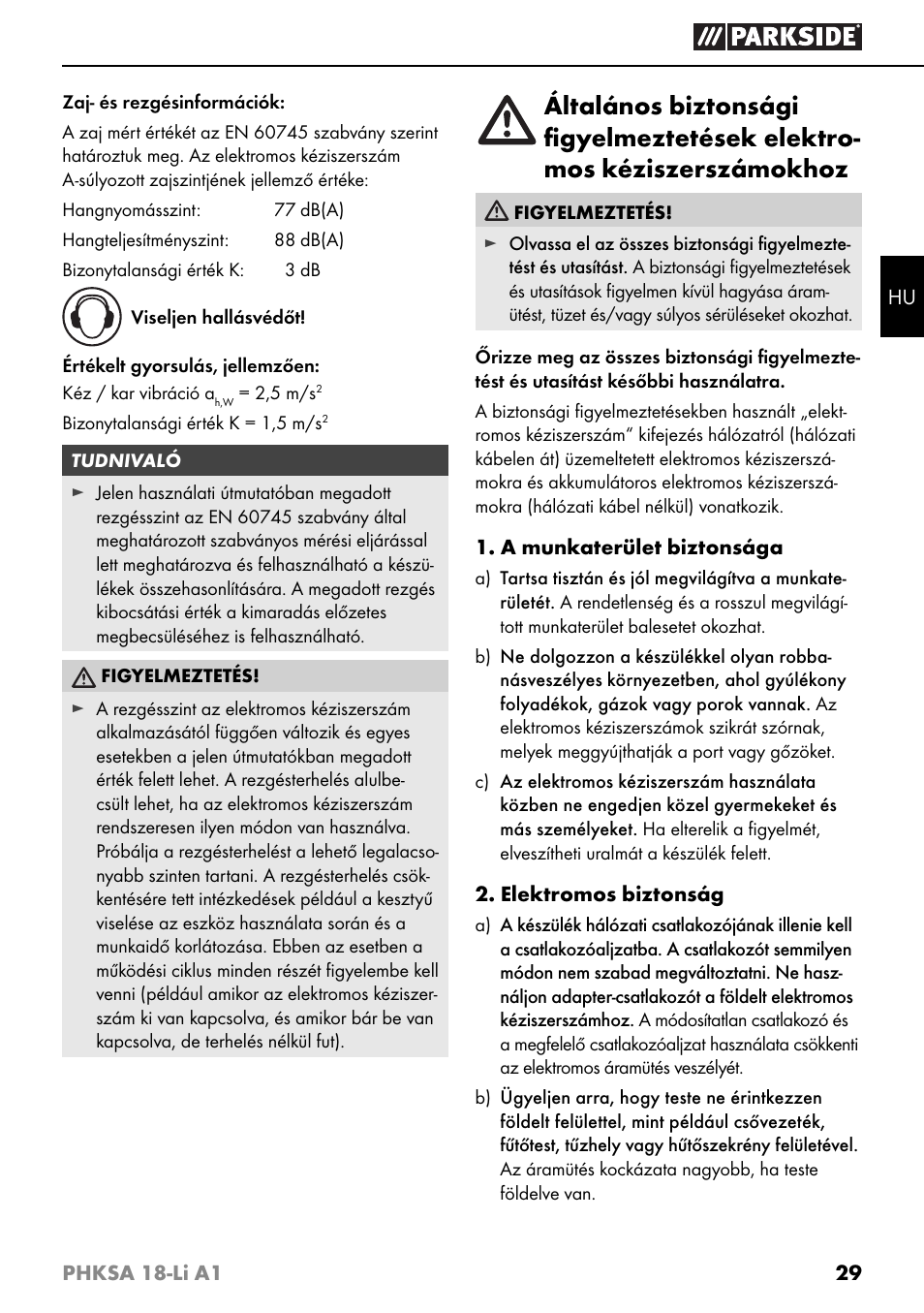 Parkside PHKSA 18-Li A1 User Manual | Page 32 / 94