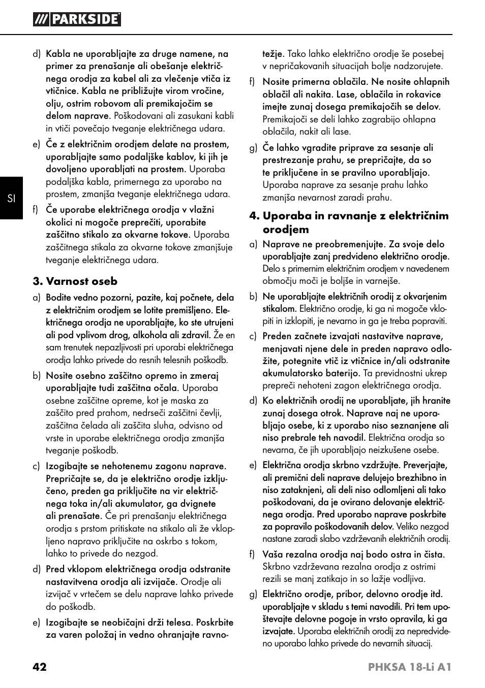 Parkside PHKSA 18-Li A1 User Manual | Page 45 / 94