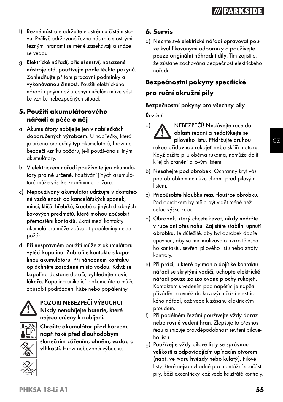 Parkside PHKSA 18-Li A1 User Manual | Page 58 / 94