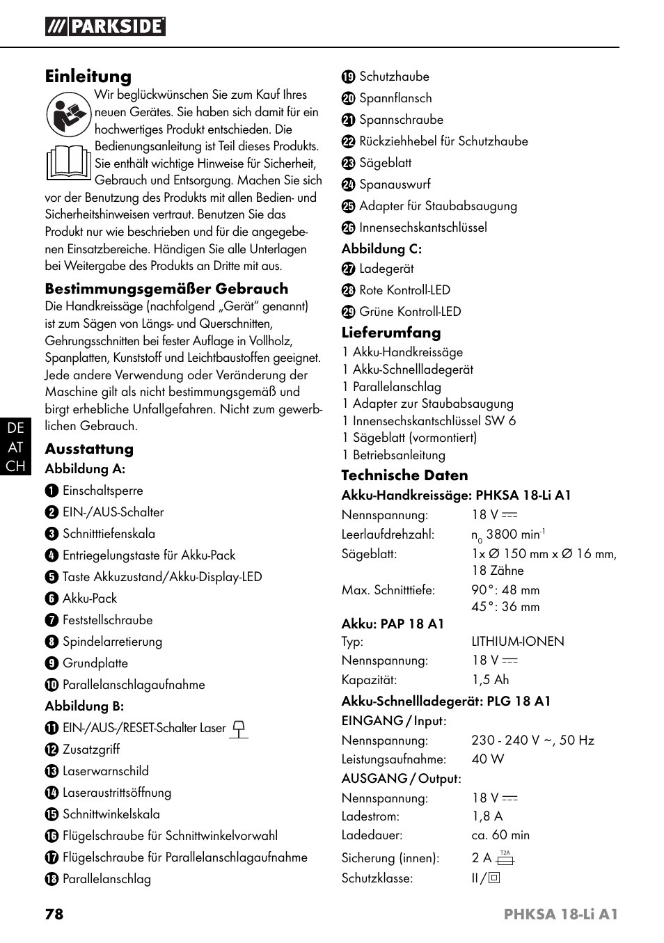 Einleitung | Parkside PHKSA 18-Li A1 User Manual | Page 81 / 94