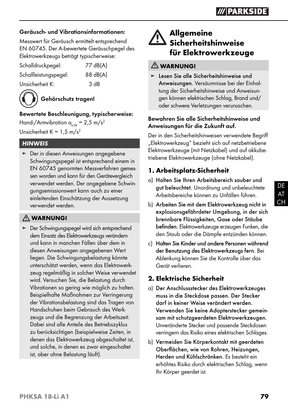 Parkside PHKSA 18-Li A1 User Manual | Page 82 / 94