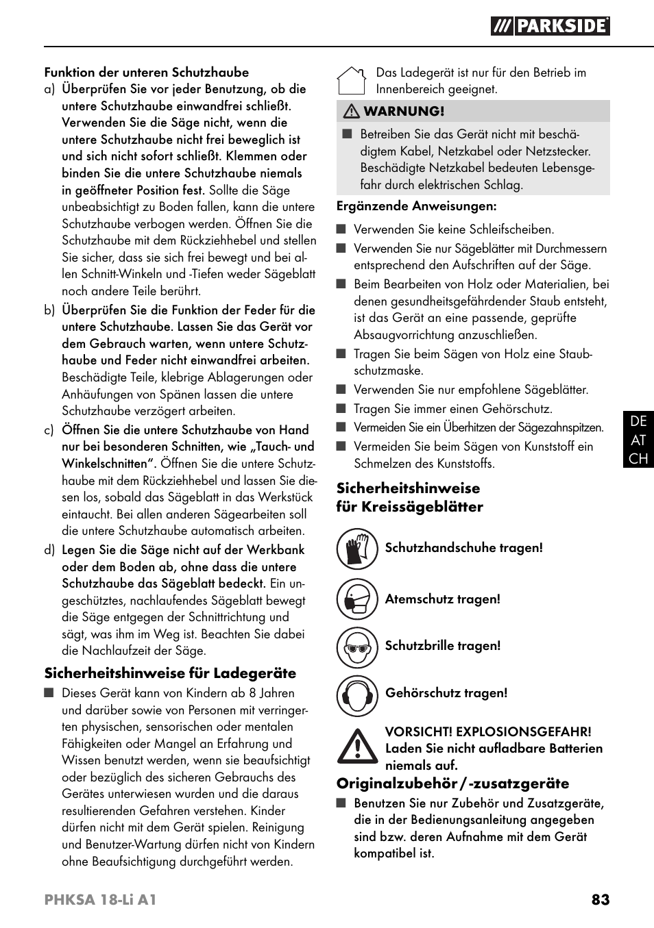 Parkside PHKSA 18-Li A1 User Manual | Page 86 / 94