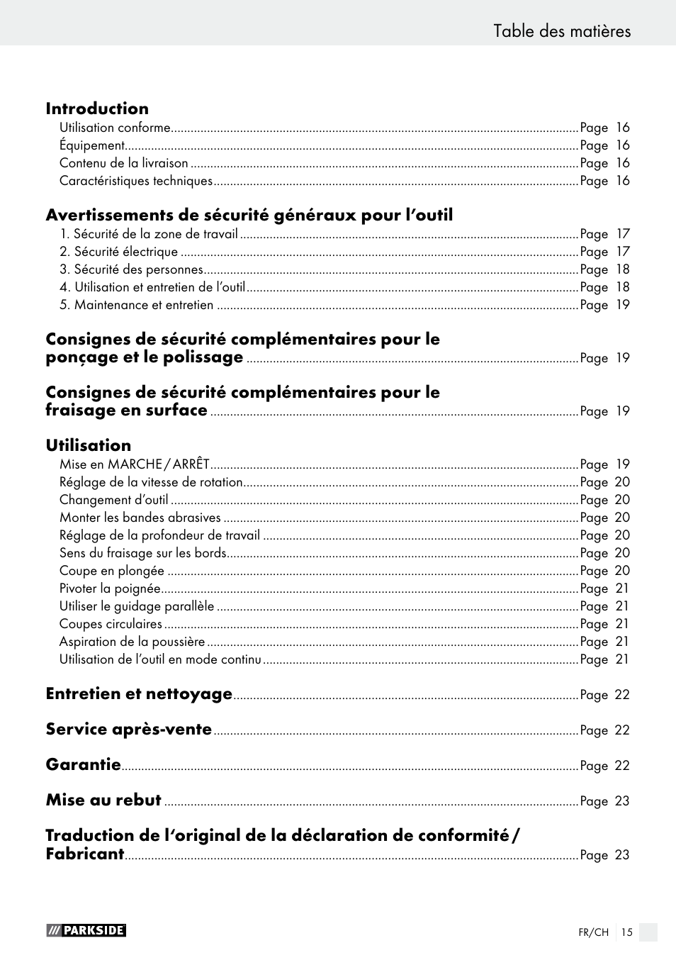 Parkside PSFS 250 A1 User Manual | Page 15 / 43