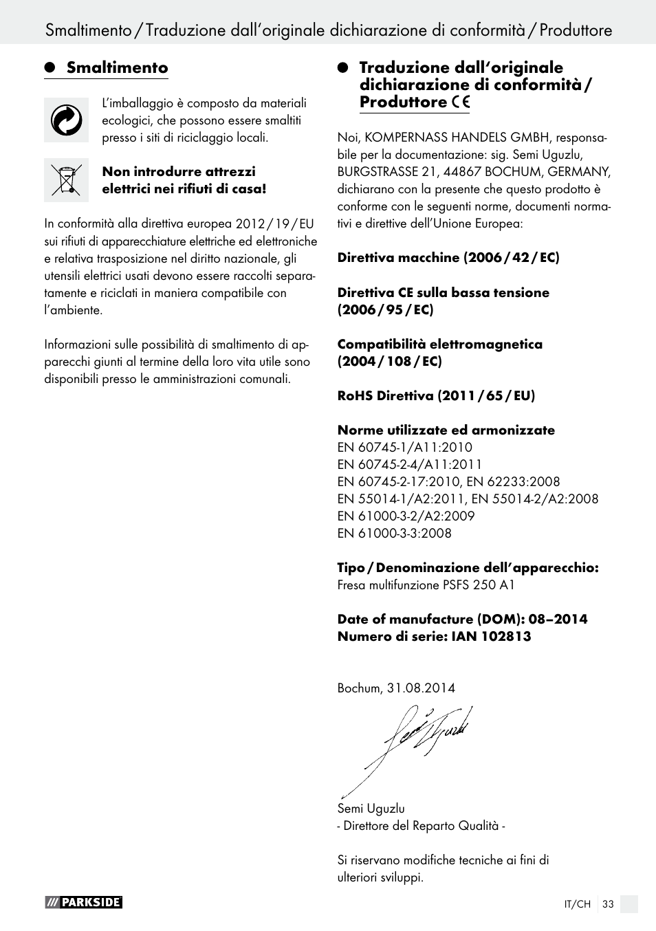 Parkside PSFS 250 A1 User Manual | Page 33 / 43