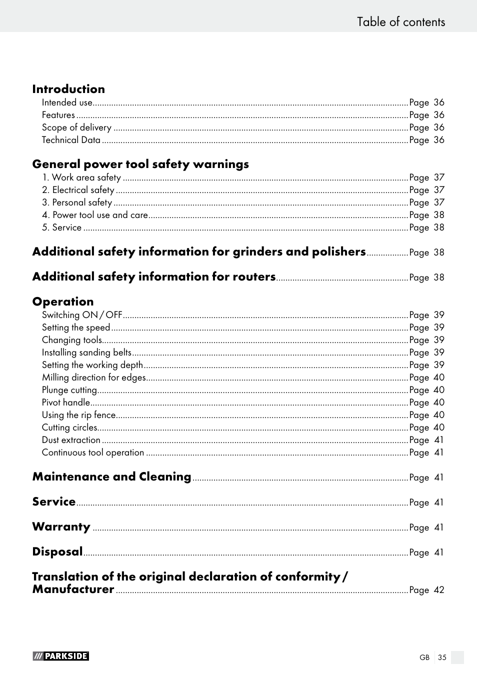 Parkside PSFS 250 A1 User Manual | Page 35 / 43