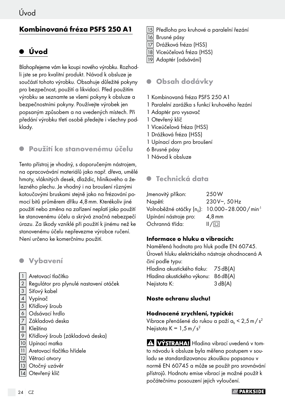 Parkside PSFS 250 A1 User Manual | Page 24 / 50