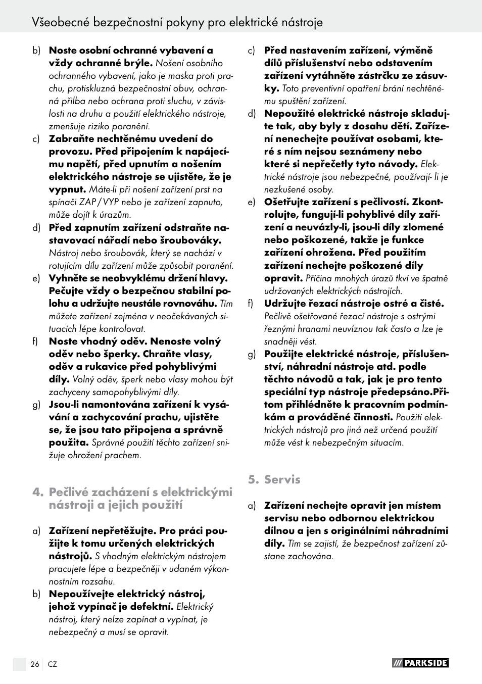 Servis | Parkside PSFS 250 A1 User Manual | Page 26 / 50