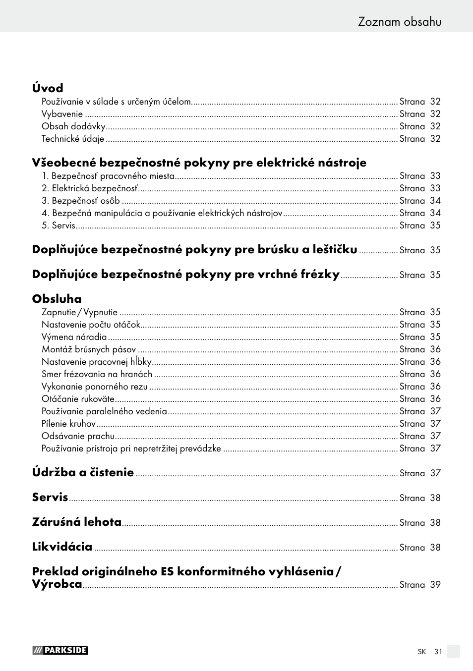 Parkside PSFS 250 A1 User Manual | Page 31 / 50