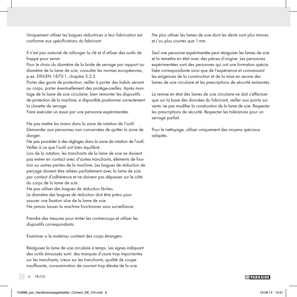 Parkside CIRCULAR SAW BLADE User Manual | Page 4 / 8