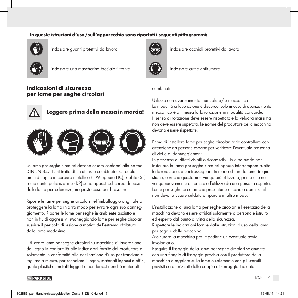 Parkside CIRCULAR SAW BLADE User Manual | Page 5 / 8
