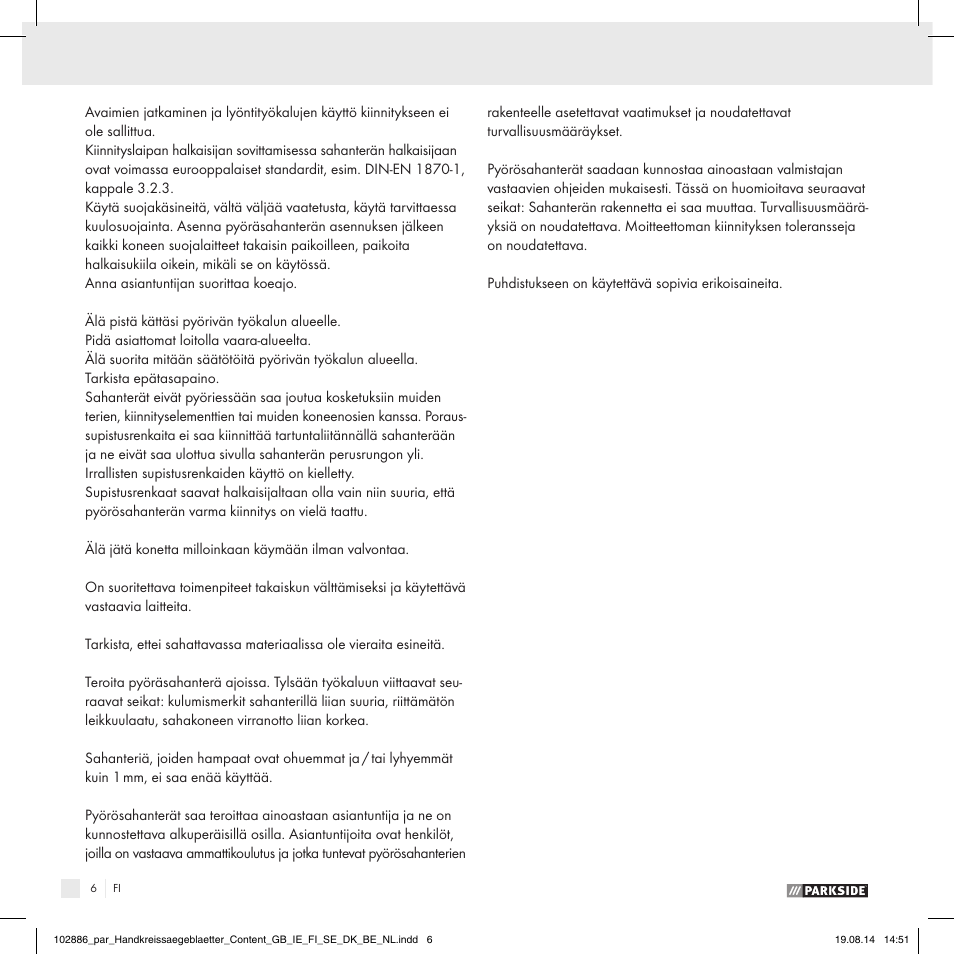 Parkside CIRCULAR SAW BLADE User Manual | Page 4 / 14