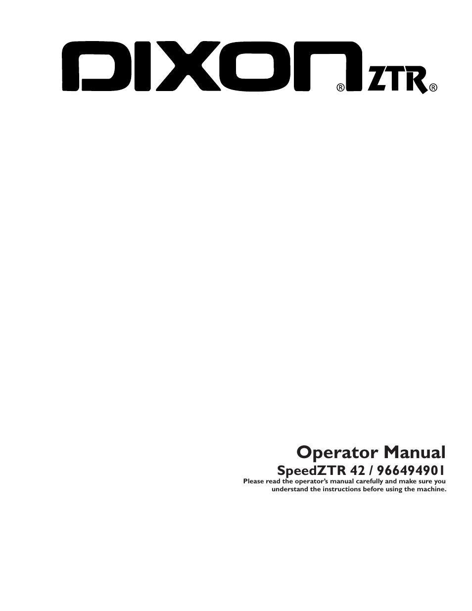 Dixon SpeedZTR 966494901 User Manual | 56 pages