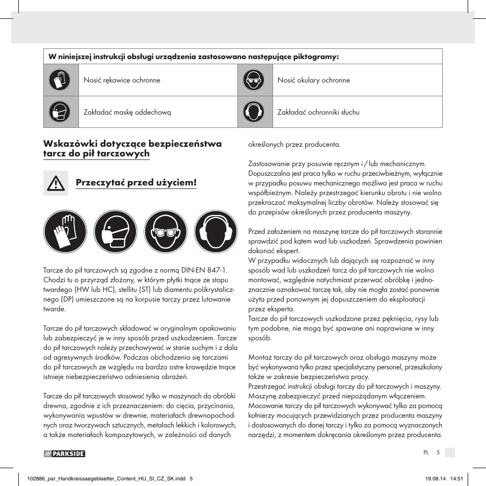 Parkside CIRCULAR SAW BLADE User Manual | Page 3 / 14