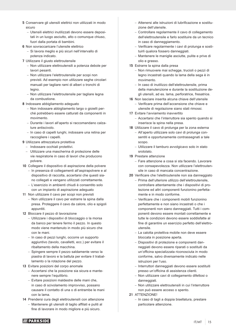 Parkside PKS 1500 A1 User Manual | Page 20 / 64