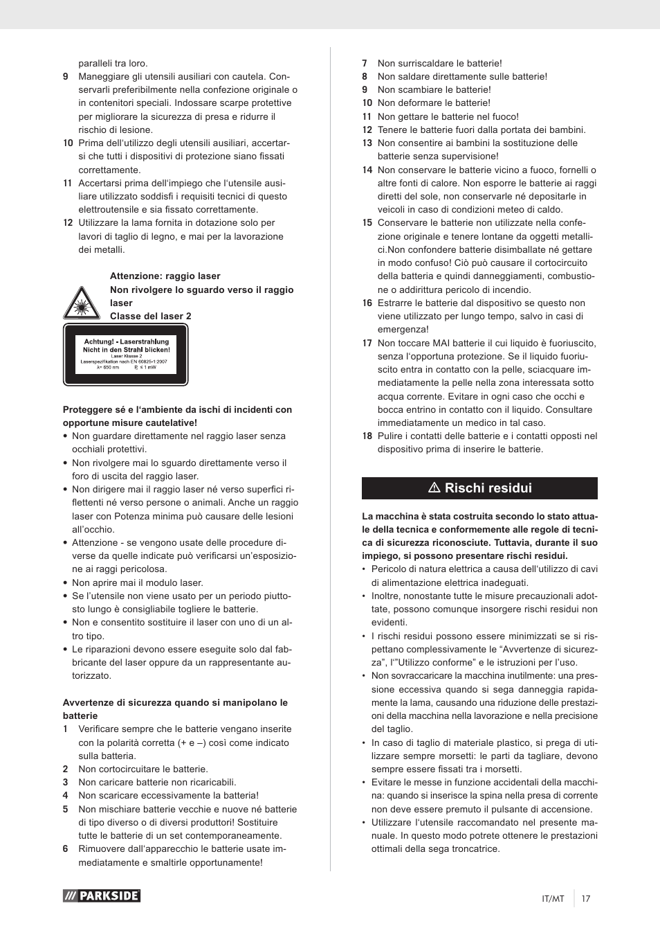 Mrischi residui | Parkside PKS 1500 A1 User Manual | Page 22 / 64