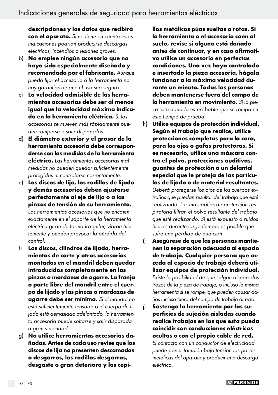 Parkside PFBS 10.8 A1 User Manual | Page 10 / 73