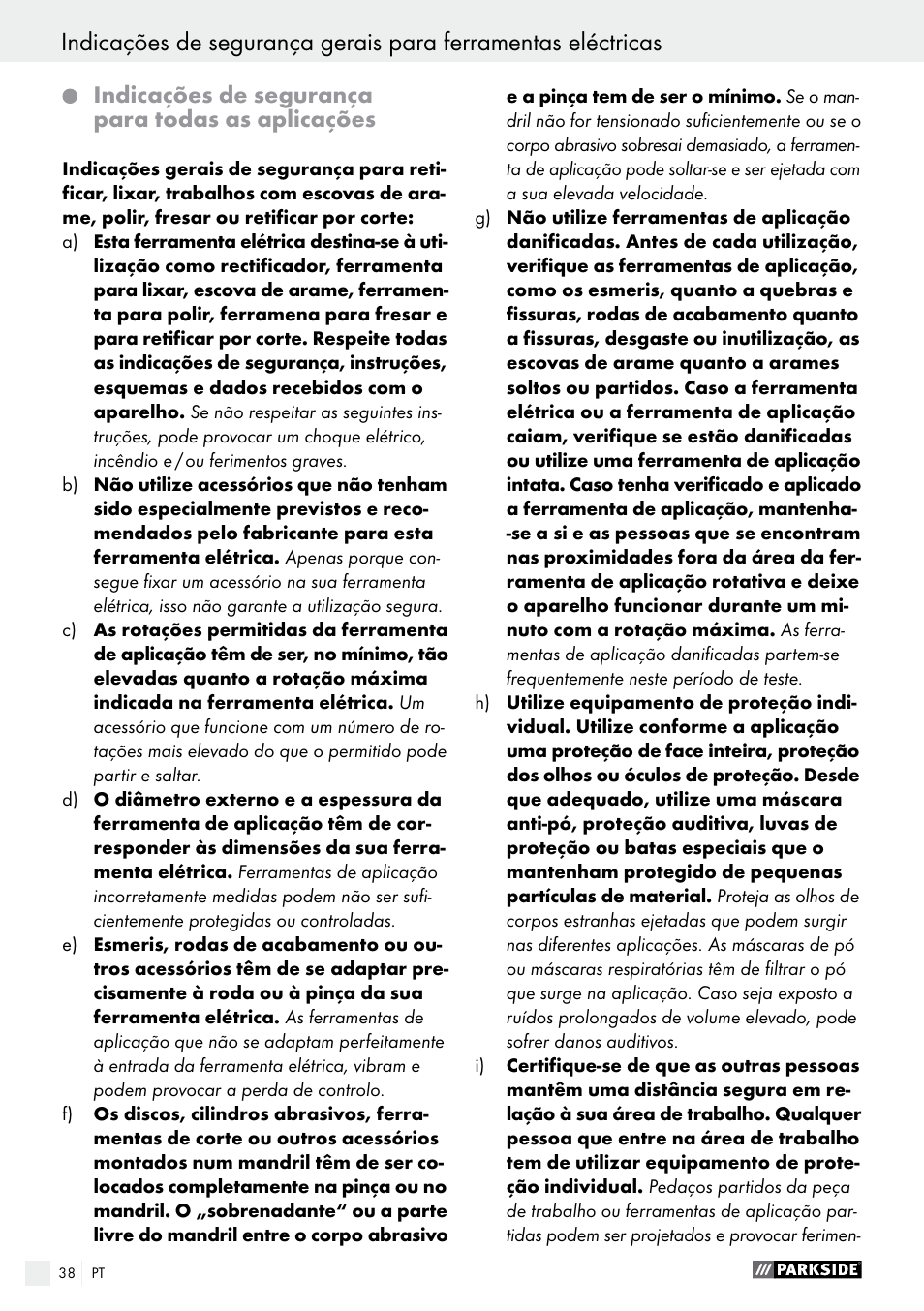 Parkside PFBS 10.8 A1 User Manual | Page 38 / 73