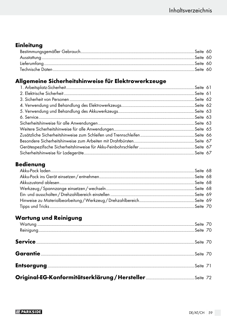 Parkside PFBS 10.8 A1 User Manual | Page 59 / 73