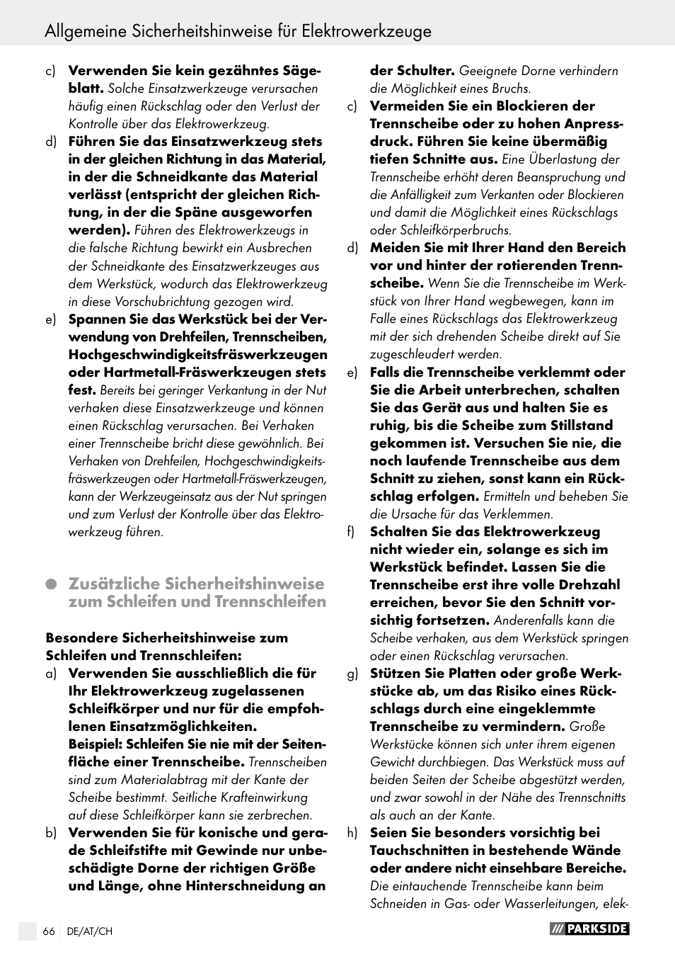 Parkside PFBS 10.8 A1 User Manual | Page 66 / 73