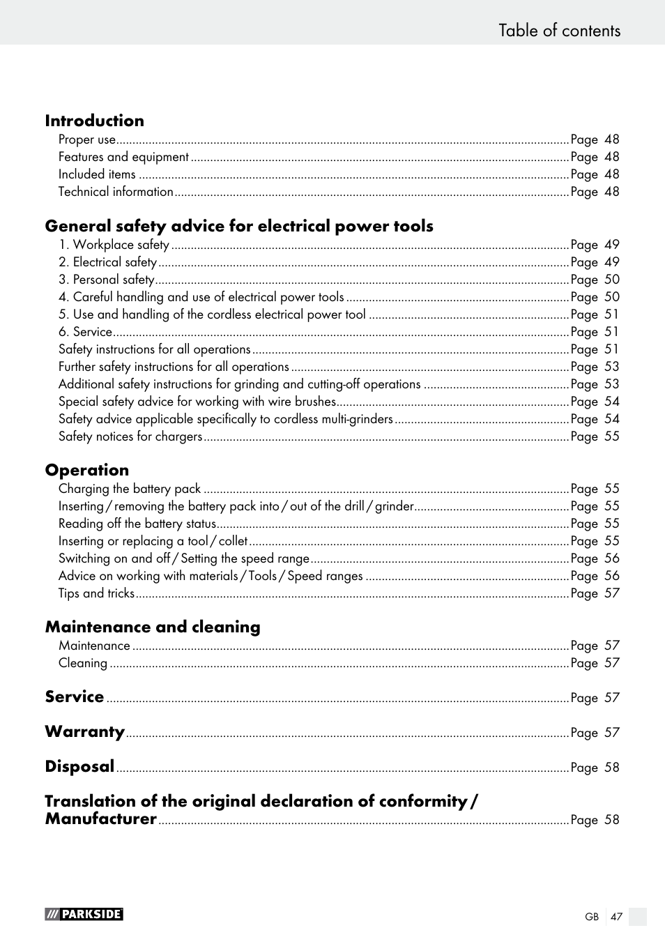 Parkside PFBS 10.8 A1 User Manual | Page 47 / 59