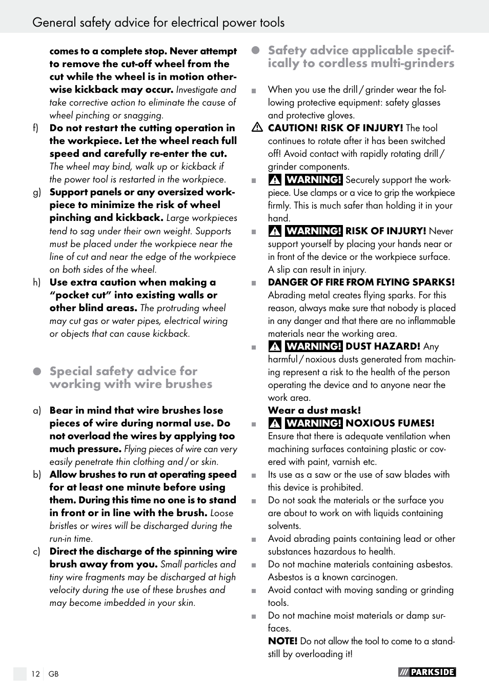 Parkside PFBS 10.8 A1 User Manual | Page 12 / 57