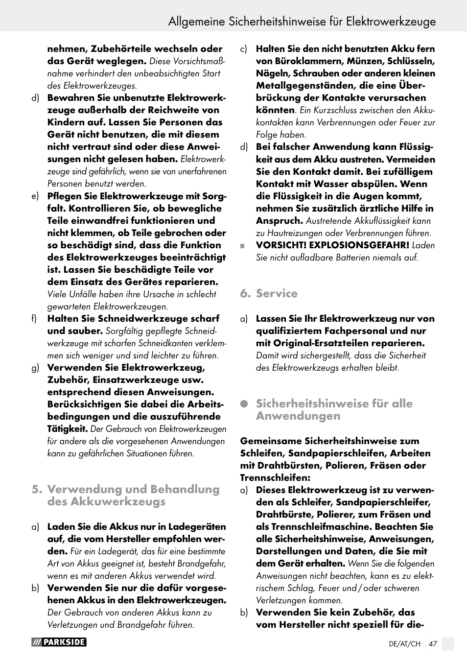 Parkside PFBS 10.8 A1 User Manual | Page 47 / 57