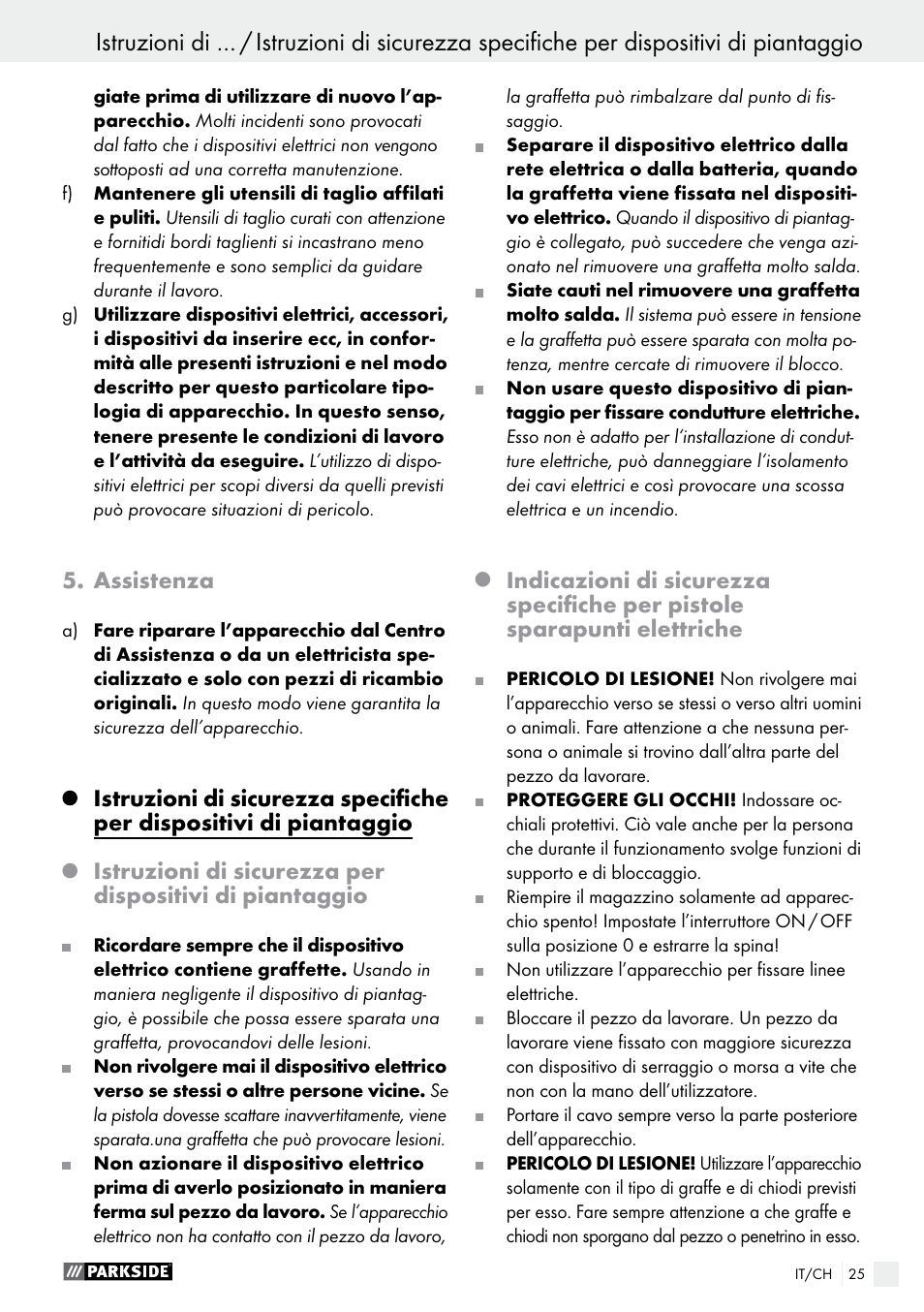 Assistenza | Parkside PET 25 B1 User Manual | Page 25 / 36