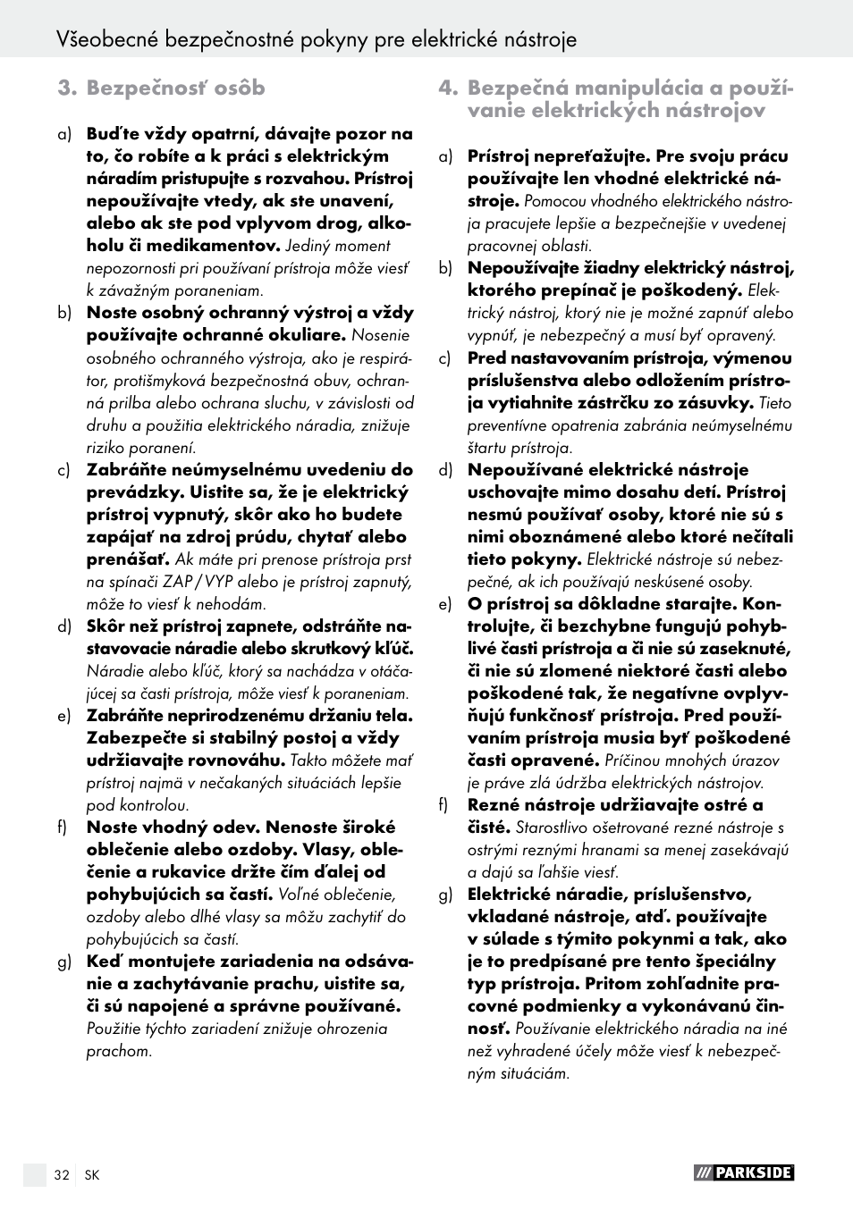 Bezpečnosť osôb | Parkside PET 25 B1 User Manual | Page 32 / 45