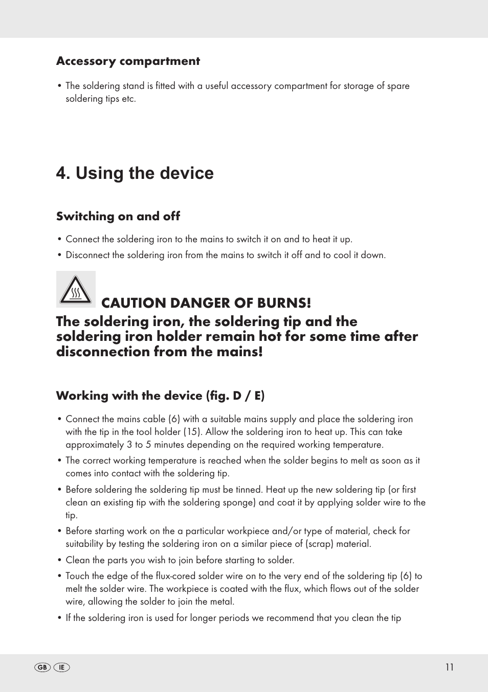 Using the device | Parkside PLBS 30 B2 User Manual | Page 11 / 20