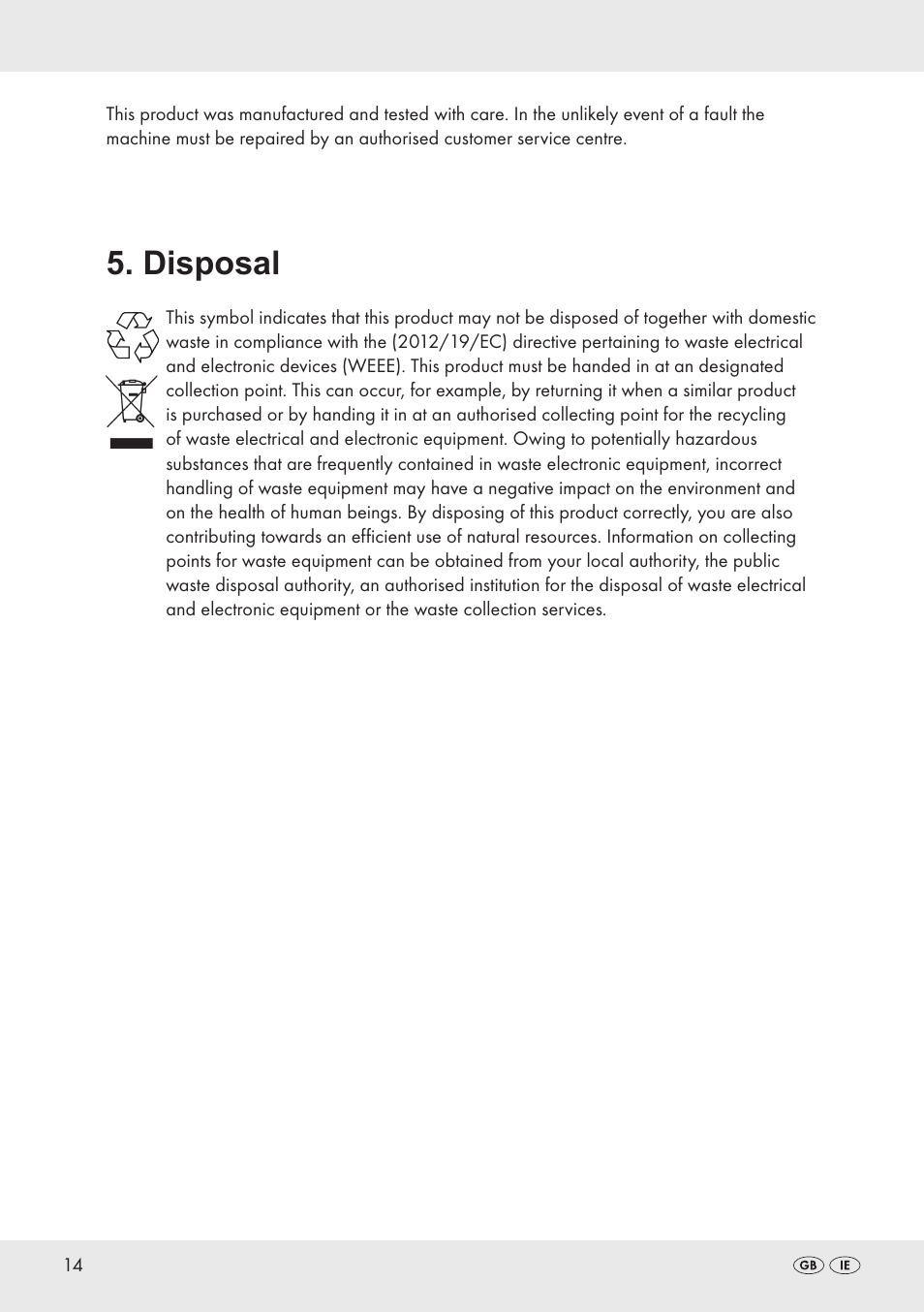 Disposal | Parkside PLBS 30 B2 User Manual | Page 14 / 20