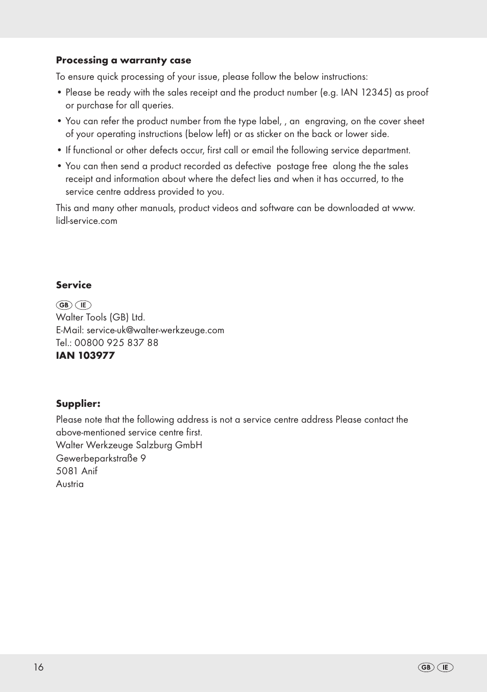 Parkside PLBS 30 B2 User Manual | Page 16 / 20
