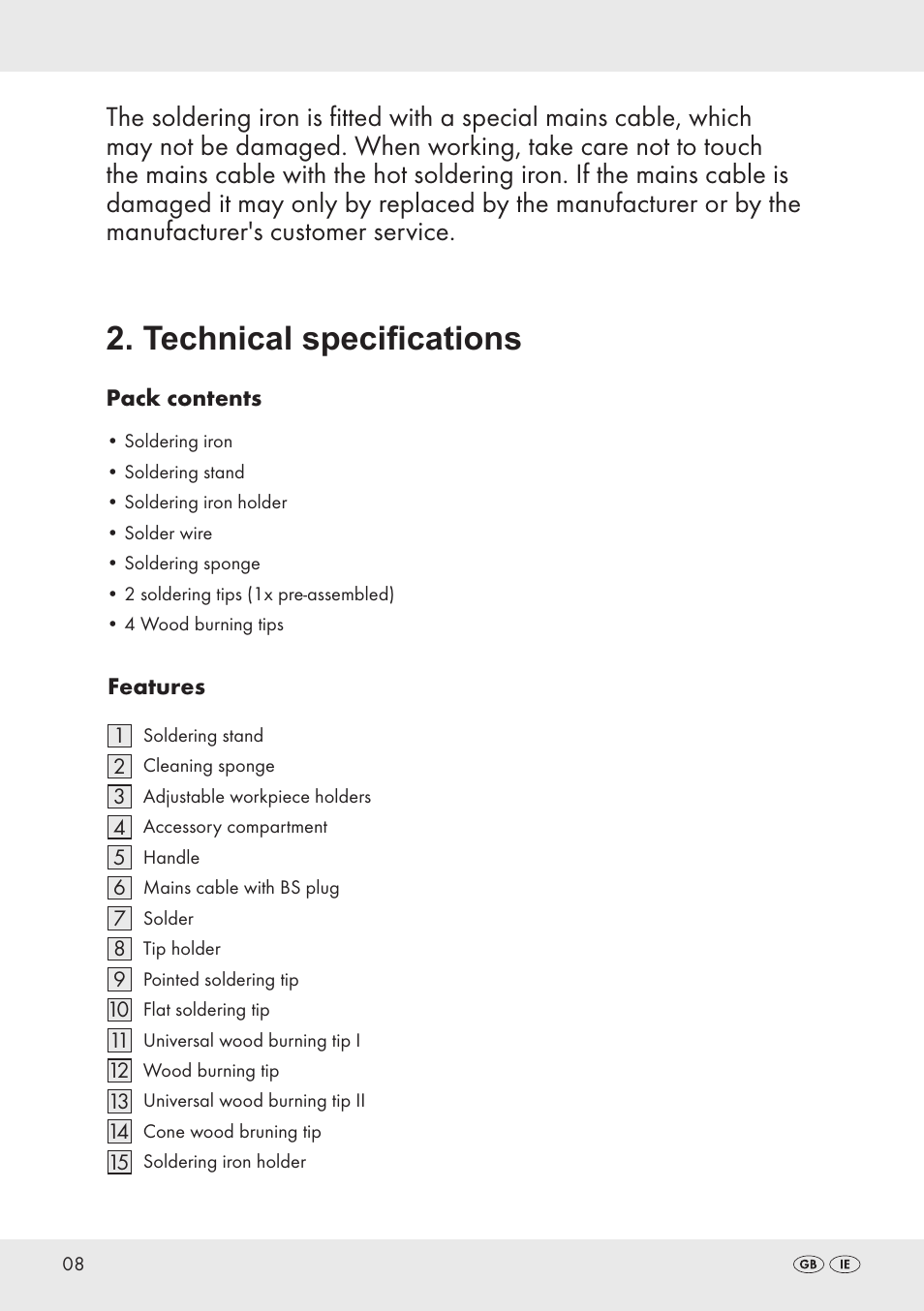 Technical specifications | Parkside PLBS 30 B2 User Manual | Page 8 / 20