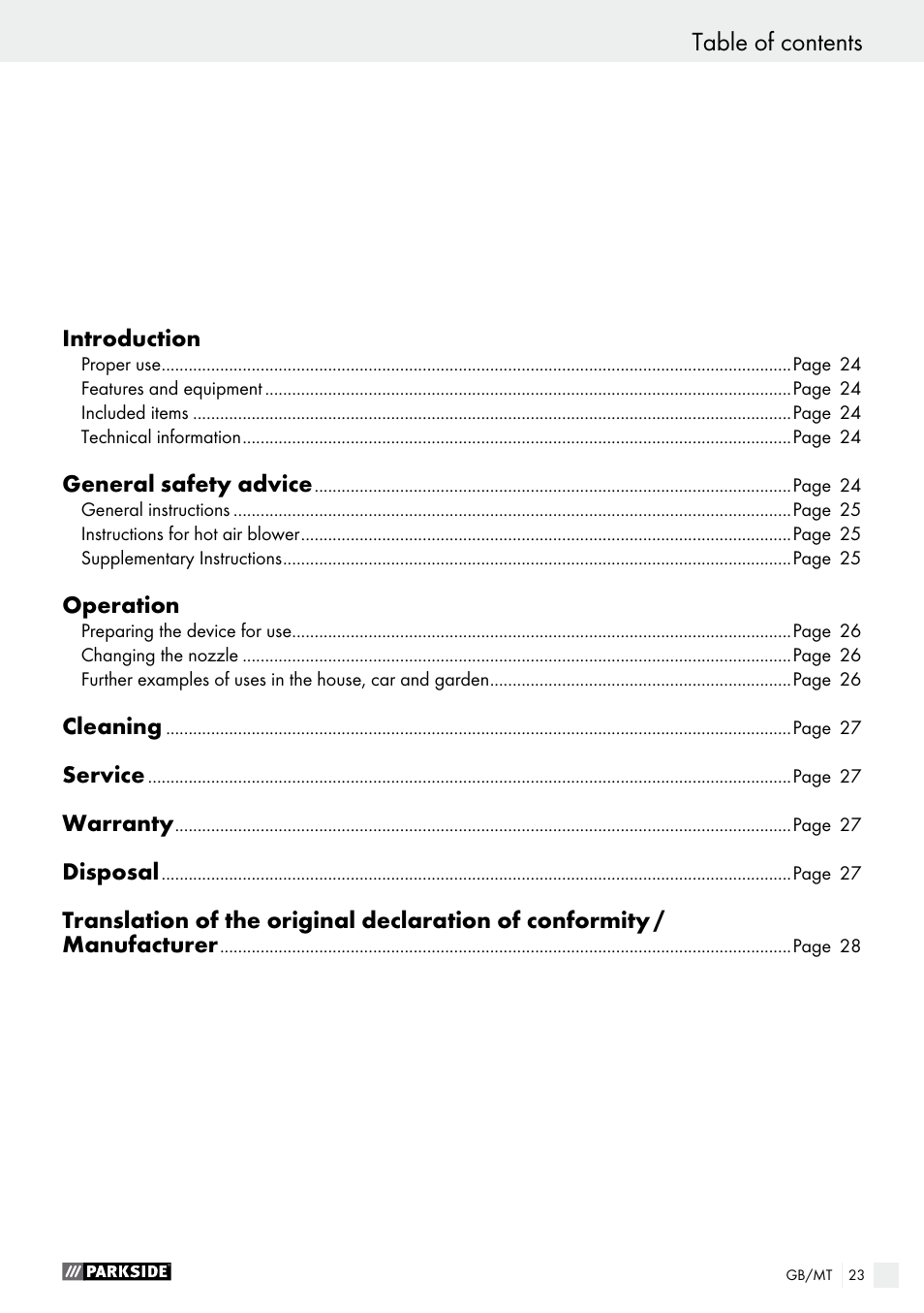 Parkside PHLG 2000 C2 User Manual | Page 23 / 35