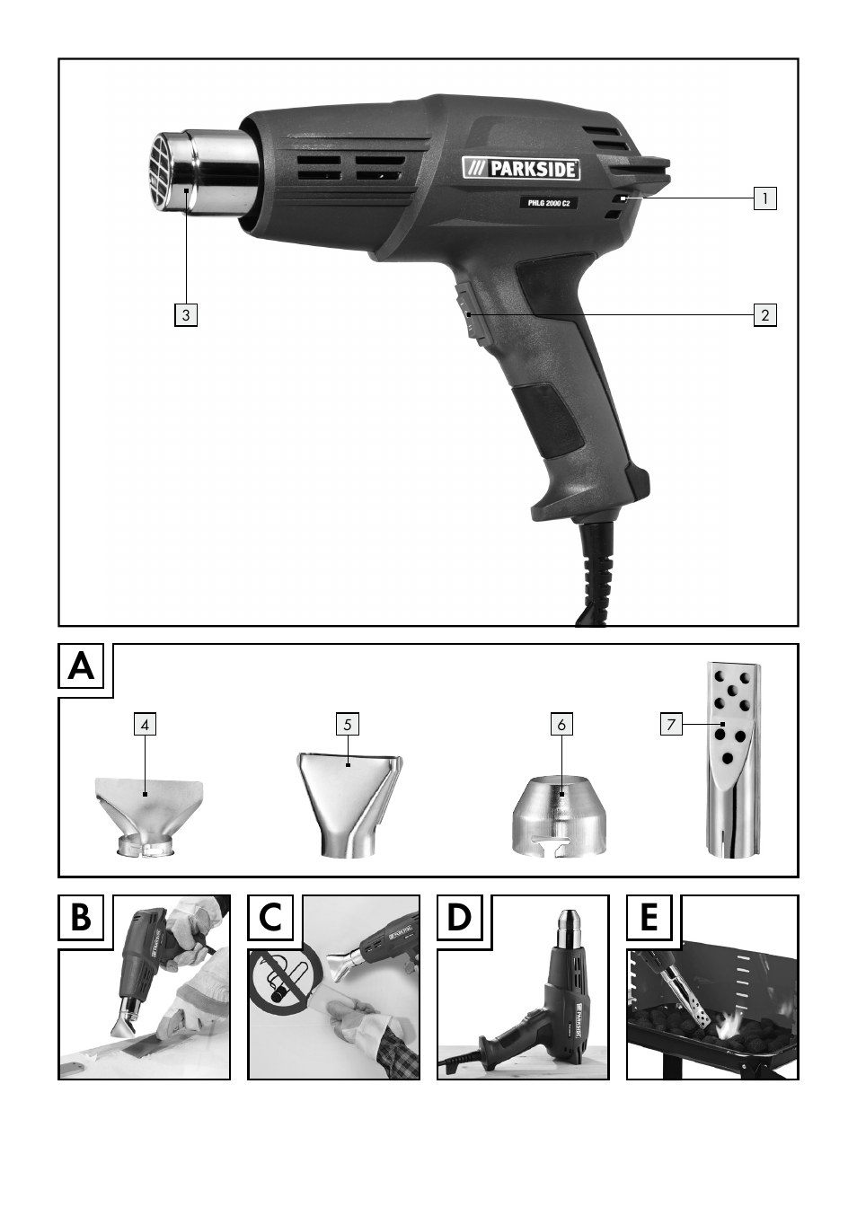 Ab c d | Parkside PHLG 2000 C2 User Manual | Page 3 / 35