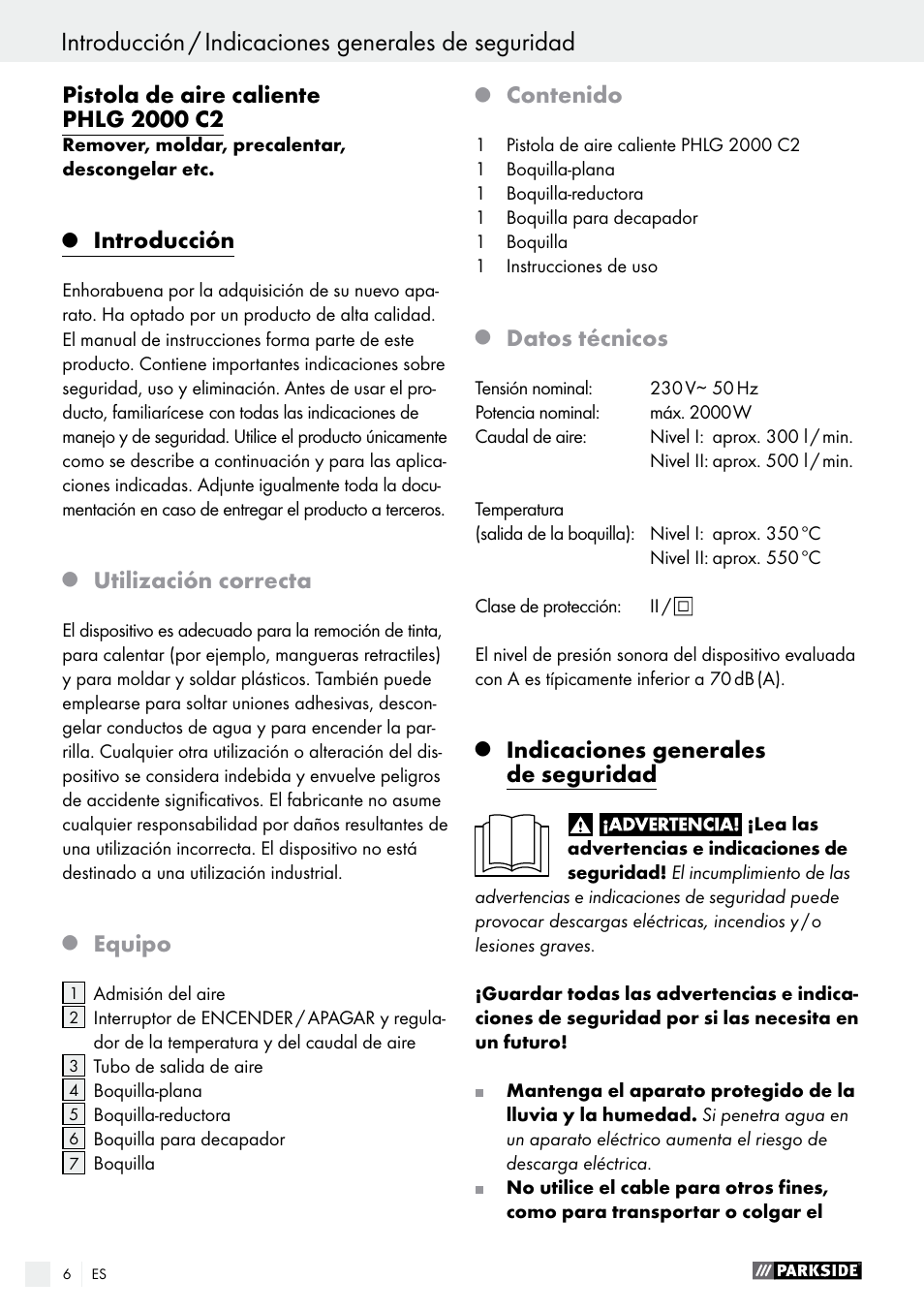 Parkside PHLG 2000 C2 User Manual | Page 6 / 35