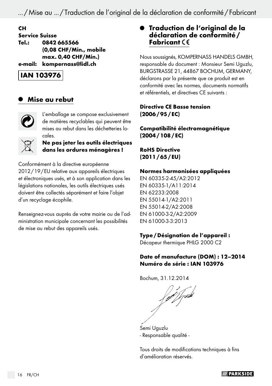 Parkside PHLG 2000 C2 User Manual | Page 16 / 29