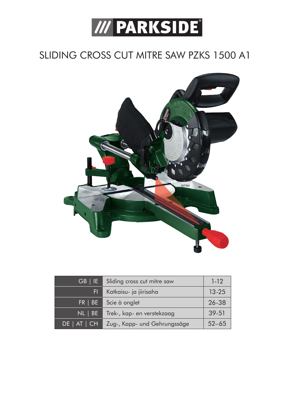 Parkside PZKS 1500 A1 User Manual | Page 2 / 76