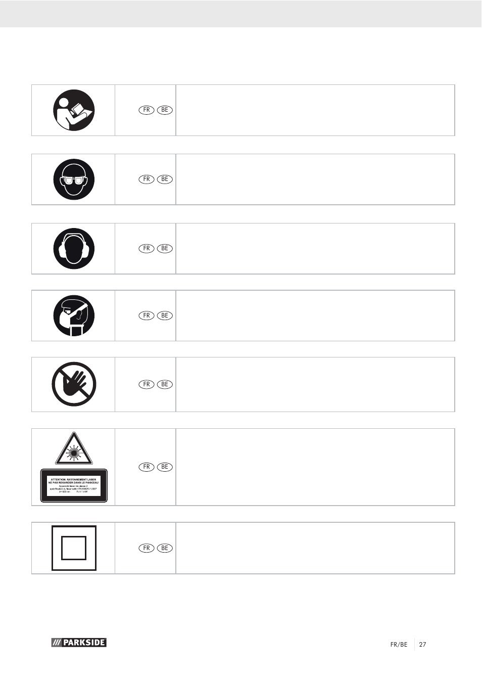Explication des symboles sur l’appareil | Parkside PZKS 1500 A1 User Manual | Page 32 / 76