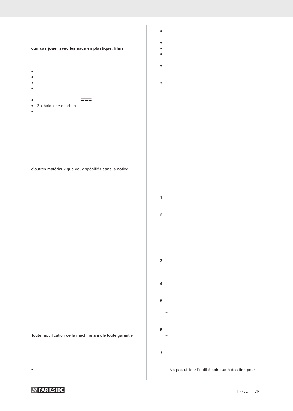 Utilisation conforme à l’affectation | Parkside PZKS 1500 A1 User Manual | Page 34 / 76