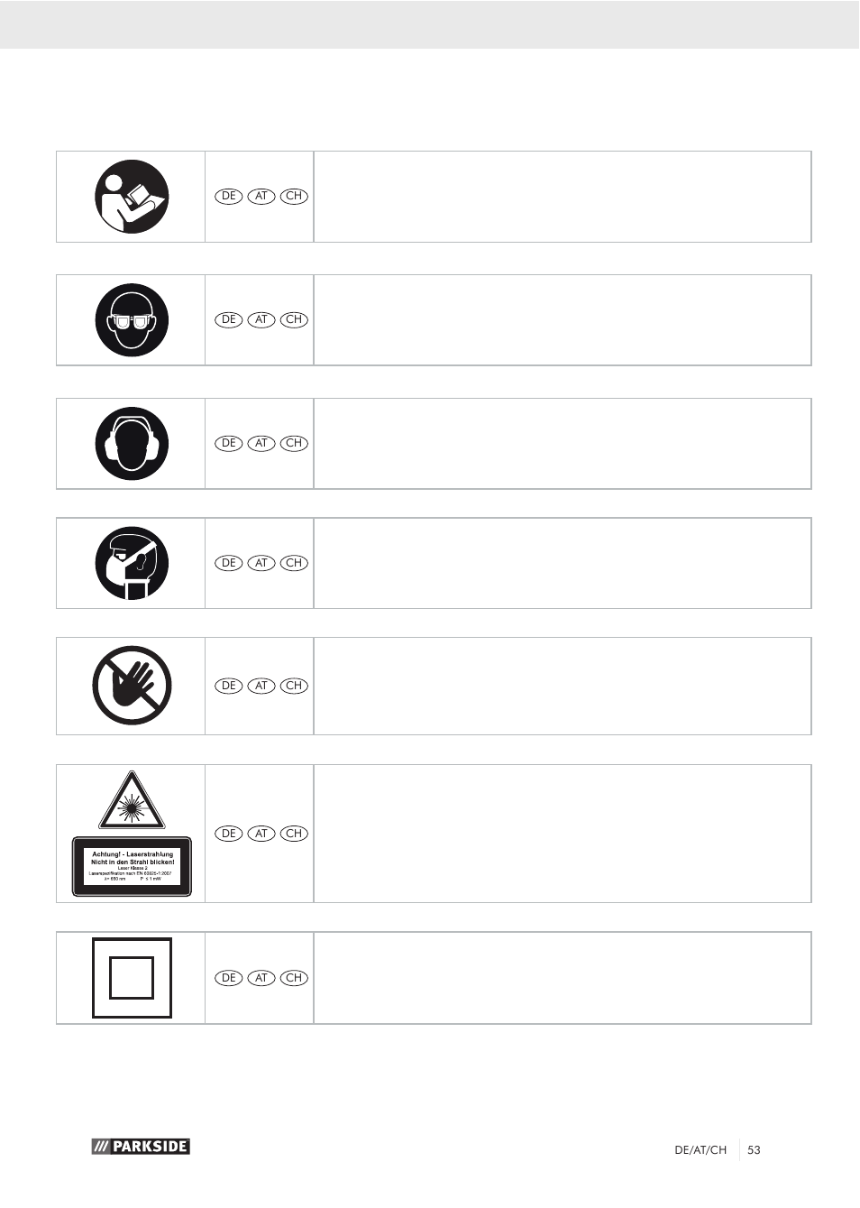 Erklärung der symbole auf dem gerät | Parkside PZKS 1500 A1 User Manual | Page 58 / 76