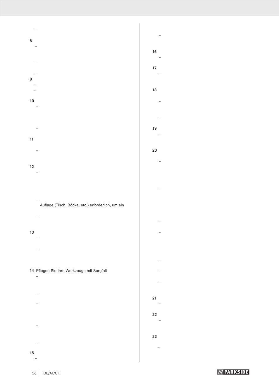 Parkside PZKS 1500 A1 User Manual | Page 61 / 76