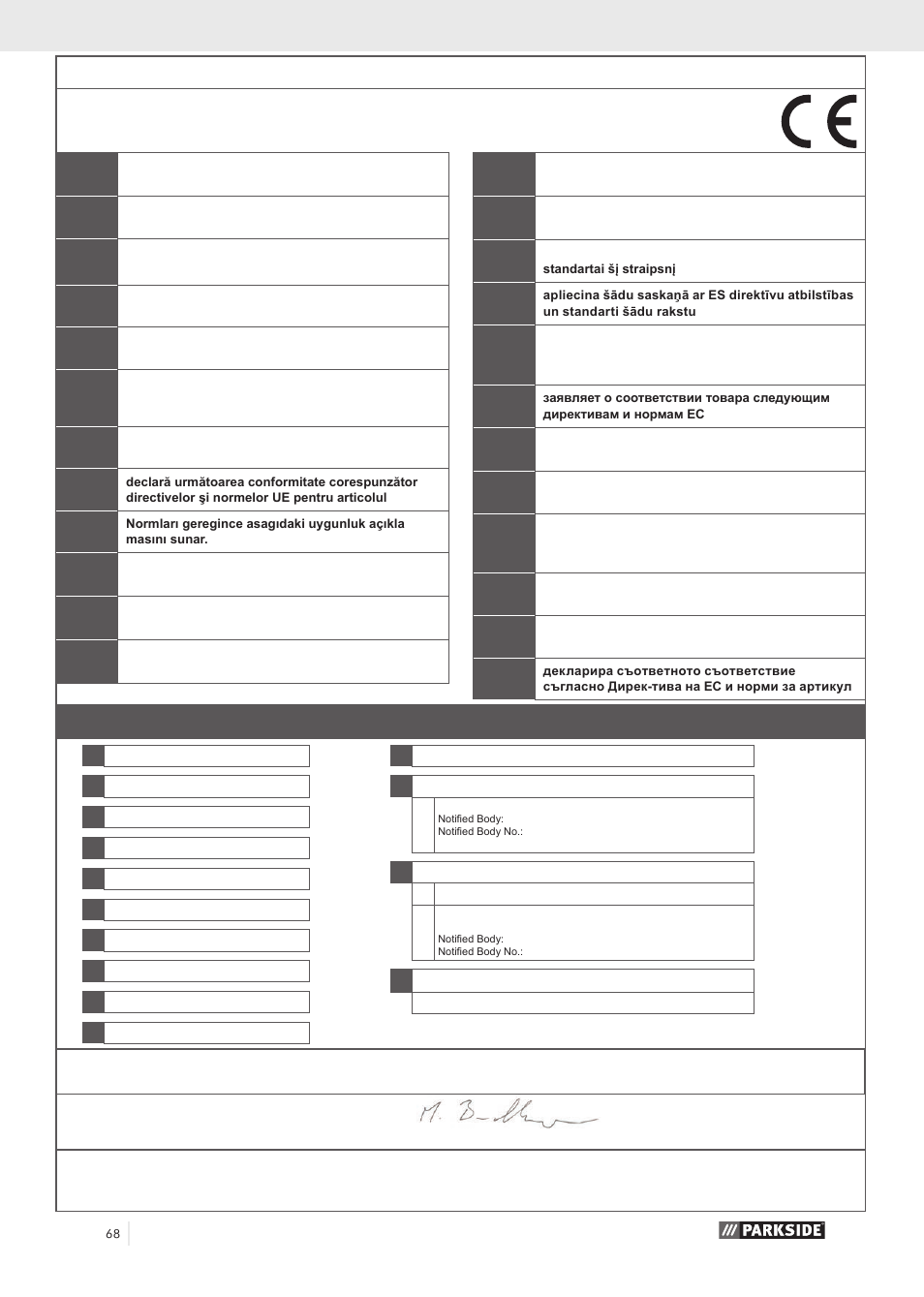 Konformitätserklärung | Parkside PZKS 1500 A1 User Manual | Page 73 / 76